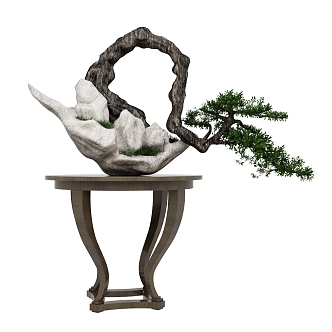 Modeling potted plant pine and cypress decoration rockery modeling banyan bonsai 3d model