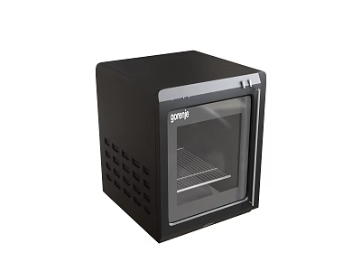Black Mini Kitchen Appliance With Glass Door And Internal Shelf 3d model