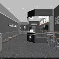 Modern Bubble Tea Shop Interior With Counter Seating And Simple Decor 3d model