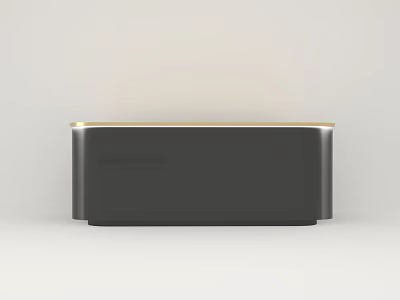 Modern Black Reception Desk With Sleek Design And Gold Trim Details 3d model