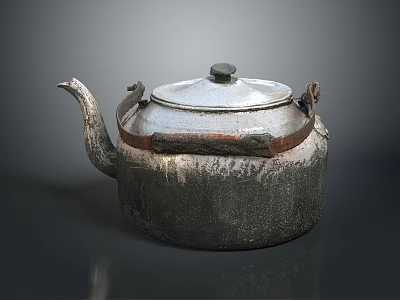 Vintage Electrical Teapot With Metallic Texture And Copper Accents For Daily Use 3d model