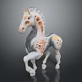Artistic Intricate Handcrafted Horse Sculpture With Hollow Patterns And Colorful Details