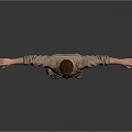 3D Male Character In Military Uniform With Arms Outstretched Standing On Gray Background