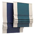 Navy And Teal Herringbone Pattern Curtains With White Panels Stacked Neatly 3d model