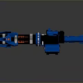 Blue Futuristic Sci Fi Mechanical Weapon With Yellow Accents And Grip Design