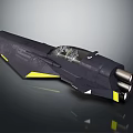 Futuristic Black Spaceship With Yellow Accents Transparent Cockpit And Dual Engines