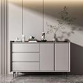 Modern Entryway Console Side Cabinet With Drawers Books Plant And Vase