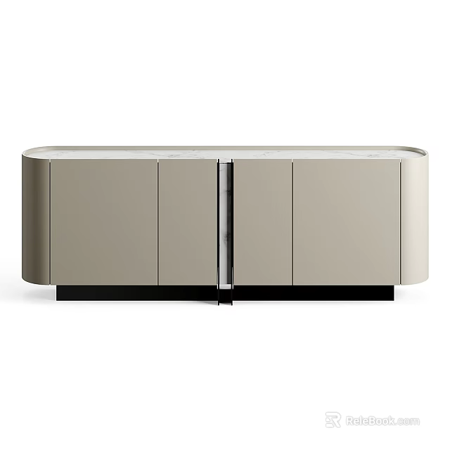 Modern Minimalist Entryway Console Cabinet With Beige Storage Double Doors Design 3d model 