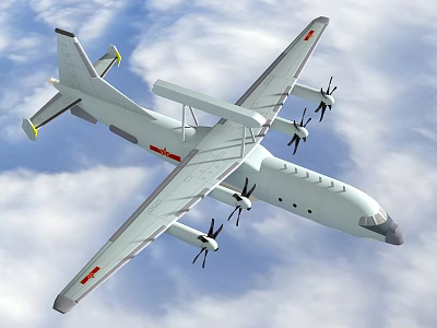 Air Police 200 Early Warning Aircraft Early Warning Command Aircraft Military Aircraft Military Aircraft Medium Early Warning Aircraft KJ200 Fighter Aircraft 3d model