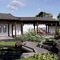 Rockery Stones in Traditional Chinese Garden with Stone Bridge Lotus Pond and Pavilion