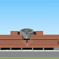 Red Brick Museum Building With Modern Design And Unique Roof Structure