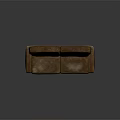 Brown Leather Double Sofa With Distressed Vintage Design And Comfortable Seats
