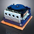 Entertainment Appliance Internal Structure Featuring Blue Turntable Silver Components And Wooden Base