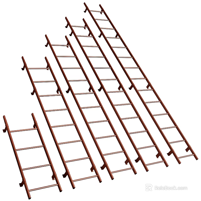 Sturdy Playground Equipment With Multiple Brown Wooden Ladders For Kids Climbing 3d model 