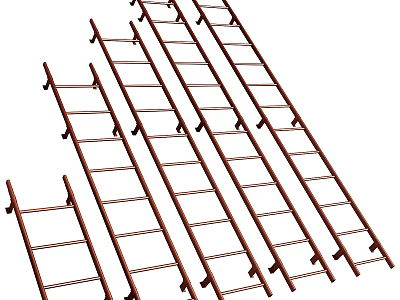 Sturdy Playground Equipment With Multiple Brown Wooden Ladders For Kids Climbing 3d model