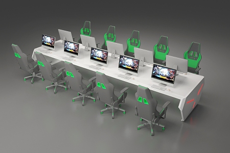 E-Sports Table Internet Cafe Table 3d model