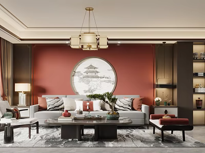 New Chinese Room Hotel Room 3d model