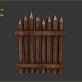 Rustic Wooden Fence With Pointed Tops In Scenic Outdoor Countryside Landscape View