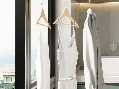 Balcony clothes bar drying rack 3d model