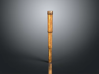 Golden Decorative Column With Textured Surface Ornate Top Bottom Accents On Dark Background Reflective Base 3d model