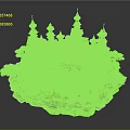 Cartoon Style Floating Island Castle with Spiral Towers Green Trees and Grass