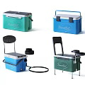 Portable Travel Coolers With Chair Cup Holder Green Blue Color Design