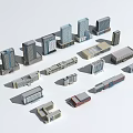 Diverse Modern Office Buildings With Various Architectural Designs And
