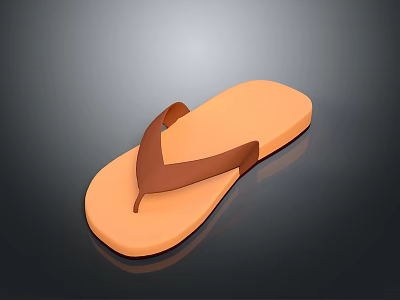 Orange Flip Flops With Brown Straps And Simple Design For Everyday Use 3d model