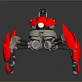 Futuristic Mechanical Spider Robot Featuring Red Appendages And Shiny Metallic Framework 3d model