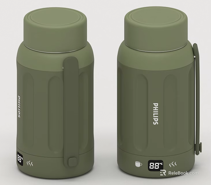 Philips Green Thermos Cup With Temperature Display And Handle Design 3d model 