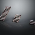 Three Metal Ladder Structures With Various Sizes And Reflective Surface On Dark Background 3d model
