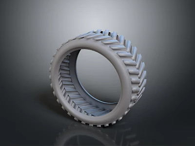 Car Tire With Deep Tread Pattern 3D Render On Gray Background 3d model