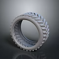 Car Tire With Deep Tread Pattern 3D Render On Gray Background