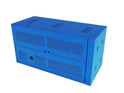 Blue Industrial Equipment With Ventilation Holes And Structured Panel Design 3d model