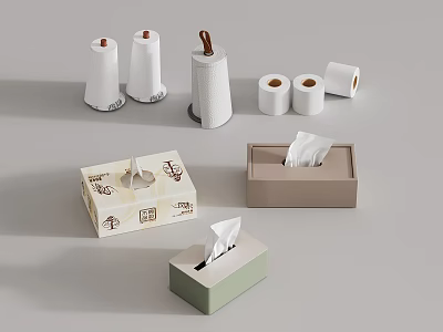 Household Paper Supplies Featuring Toilet Paper Rolls And Multi Colored Tissue Boxes 3d model