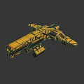 Yellow Sci Fi Spaceship Model With Detailed Mechanical Structure And Design 3d model