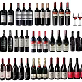 Colorful Wine Bottles And Glasses Arranged In Neat Rows With Assorted Shapes And Sizes