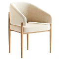 Modern Luxury Chair With Beige Fabric Upholstery And Wooden Legs Design