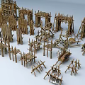 Construction Site With Wooden Frame Structures Used For Building Construction Models 3d model