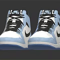 High Top Blue And White Sneakers With Black Laces And Nike Swoosh Design