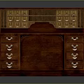 Antique Wooden Writing Desk With Green Leather Top And Multiple Drawers Compartments