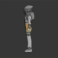 Man In Gray Protective Suit 3D Model With Yellow Pants Helmet And Visor Standing