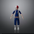 3D Character Model With Red And White Hair Blue Uniform White Boots And Suspenders