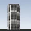 Modern High Rise Residential Building With Multiple Windows And Blue Sky Background 3d model