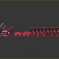 Vibrant Red Toy Train With Decorated Locomotive And Shiny Carriages Design