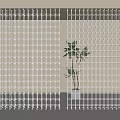 Modern Metal Grid Partition Design in Interior Space with Potted Plant