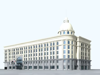 Modern Hospital Building With White Exterior Dome Structure Multiple Windows and Grand Entrance Design 3d model