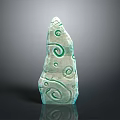 Artistic Wooden Stone Sculpture With Intricate Spiral Patterns And Carved Design Details