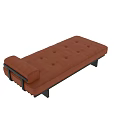Brown Leather Button Tufted Ottoman With Dark Wood Frame And Modern Design