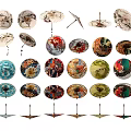 Traditional Patterned Umbrellas With Various Colorful Vintage Prints And Decorative Designs